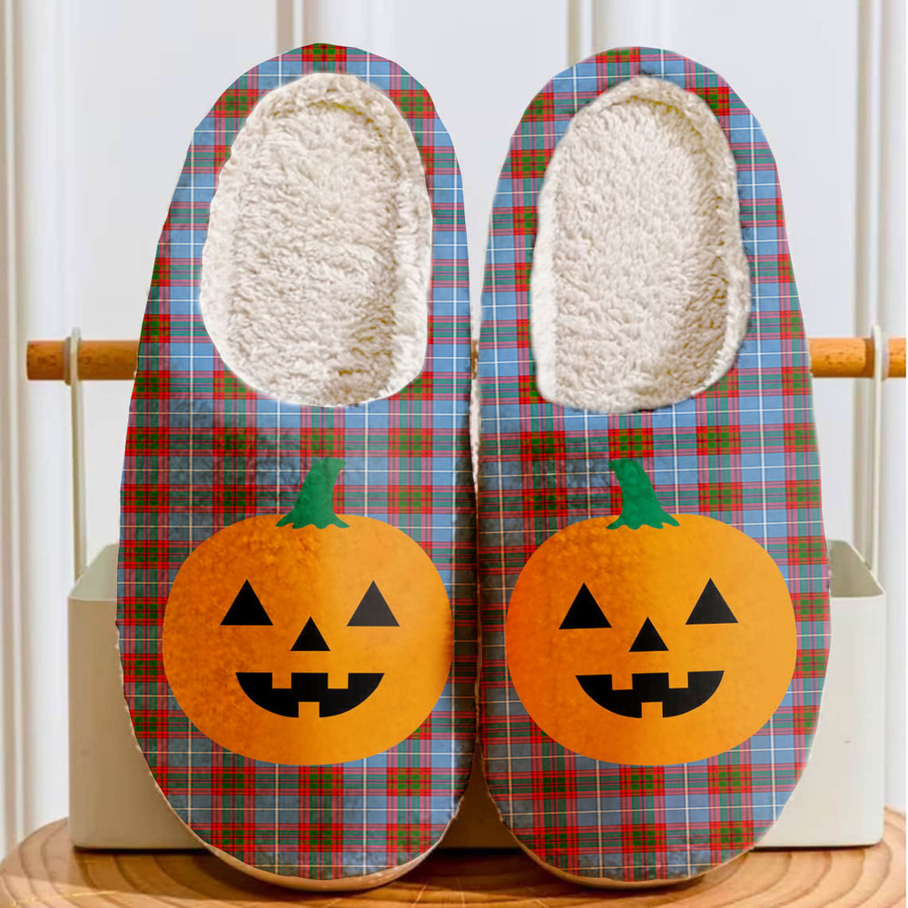 Clan Skirving (Edinburgh) Tartan Halloween Pumpkin Slippers, Fluffy Spooky Slippers YB93 Skirving (Edinburgh) Tartan Tartan Halloween   