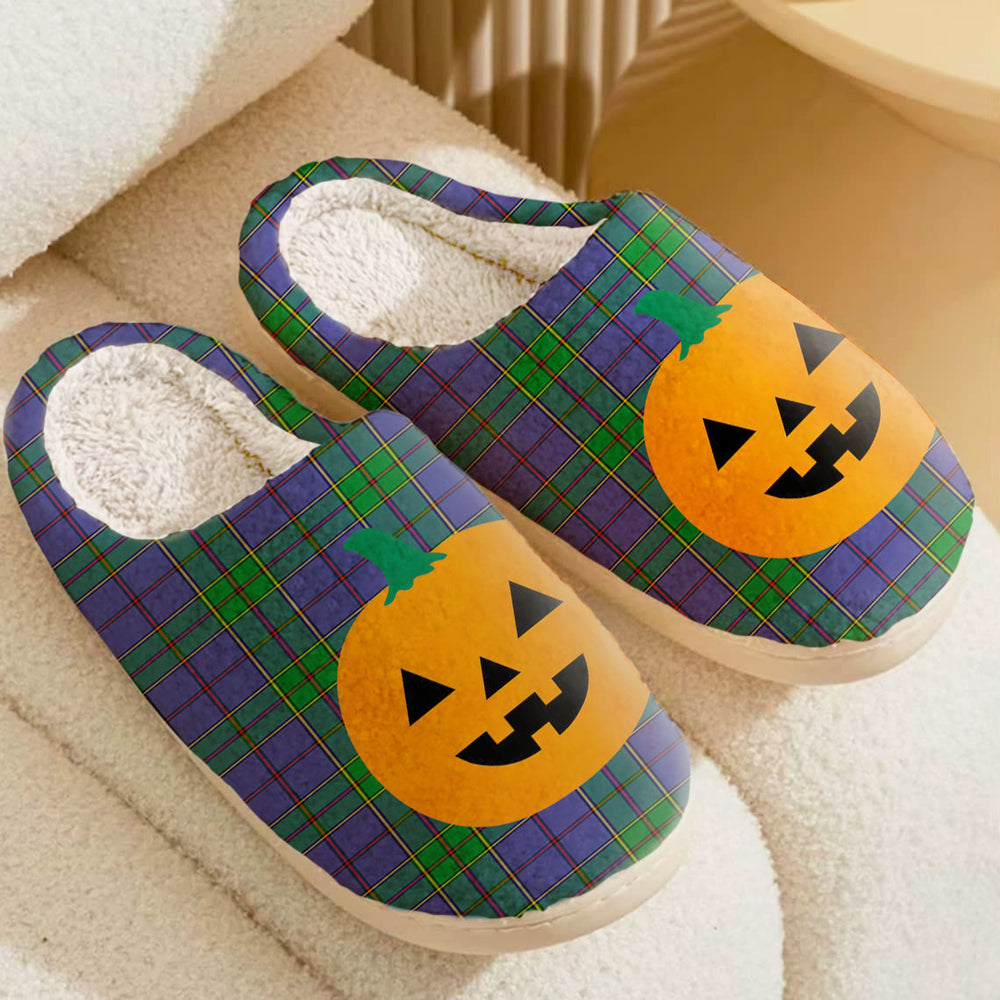 Clan Strachan Tartan Halloween Pumpkin Slippers, Fluffy Spooky Slippers RN25 Strachan Tartan Tartan Halloween   