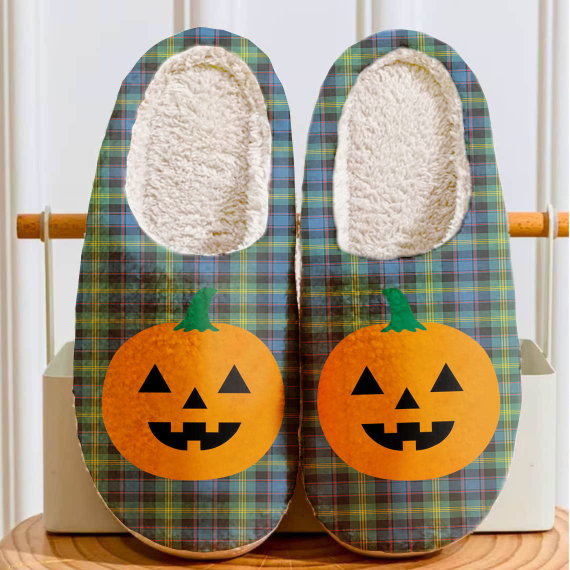 Clan Watson Ancient Tartan Halloween Pumpkin Slippers, Fluffy Spooky Slippers BI94 Watson Ancient Tartan Tartan Halloween   