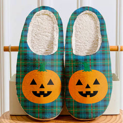 Clan Smith Ancient Tartan Halloween Pumpkin Slippers, Fluffy Spooky Slippers KF15 Smith Ancient Tartan Tartan Halloween   