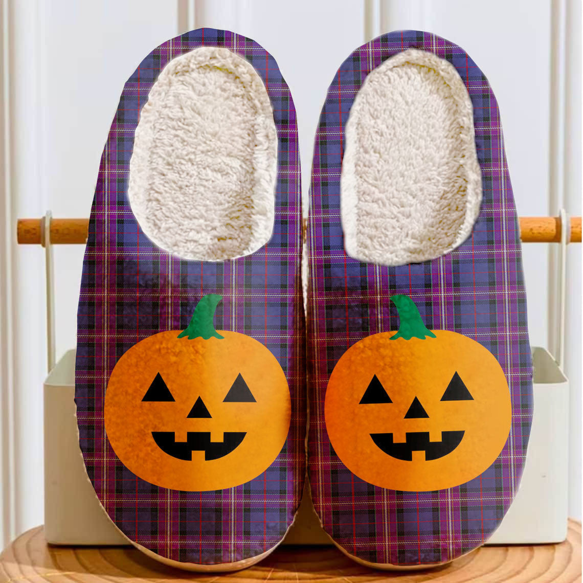 Clan Universal Masonic Tartan Tartan Halloween Pumpkin Slippers, Fluffy Spooky Slippers HX74 Universal Masonic Tartan Tartan Tartan Halloween   