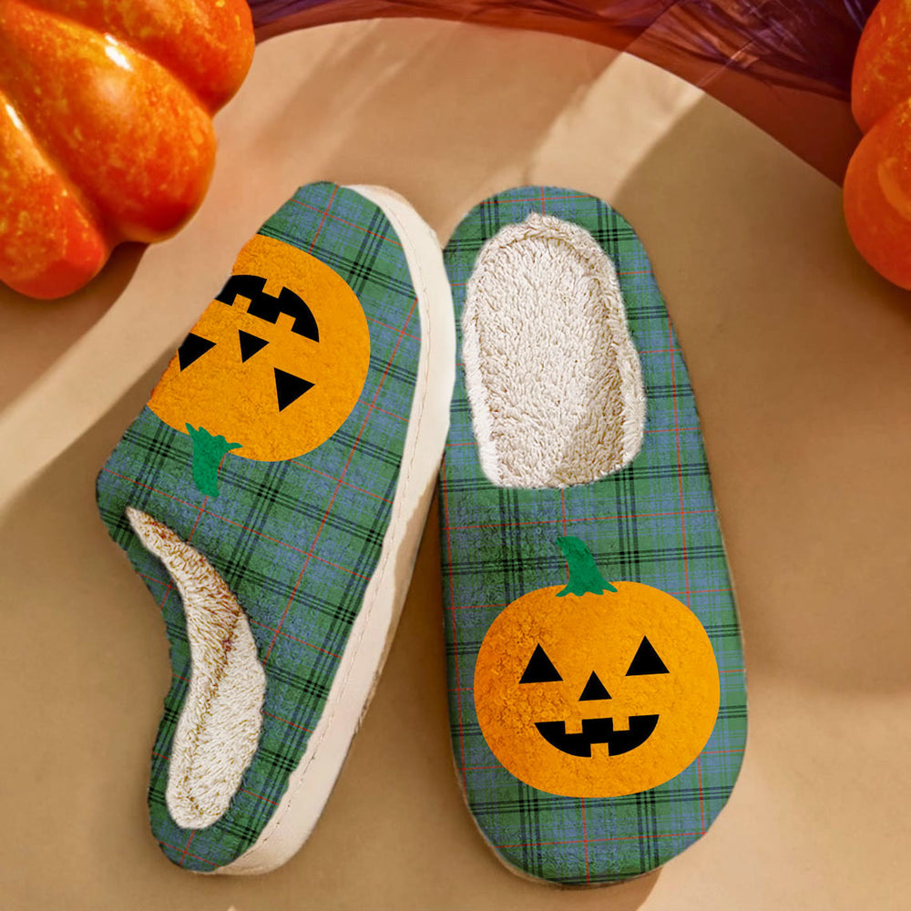 Clan Walker Hunting Ancient Tartan Halloween Pumpkin Slippers, Fluffy Spooky Slippers KE64 Walker Hunting Ancient Tartan Tartan Halloween   