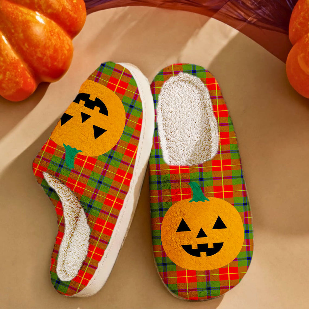 Clan Turnbull Dress Tartan Halloween Pumpkin Slippers, Fluffy Spooky Slippers UI80 Turnbull Dress Tartan Tartan Halloween   