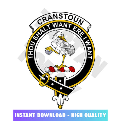 Clan Cranstoun Tartan Crest, Badges, Heraldry, Clans, Family Scotland PNG, Digital ClipArt High Quality