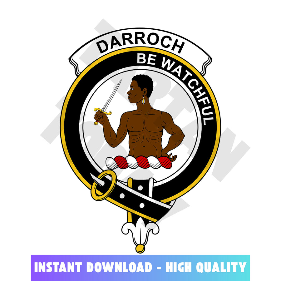 Clan Darroch (Gourock) Tartan Crest, Badges, Heraldry, Clans, Family Scotland PNG, Digital ClipArt High Quality