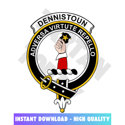 Clan Dennistoun Tartan Crest, Badges, Heraldry, Clans, Family Scotland PNG, Digital ClipArt High Quality