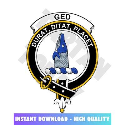 Clan Ged Tartan Crest, Badges, Heraldry, Clans, Family Scotland PNG, Digital ClipArt High Quality