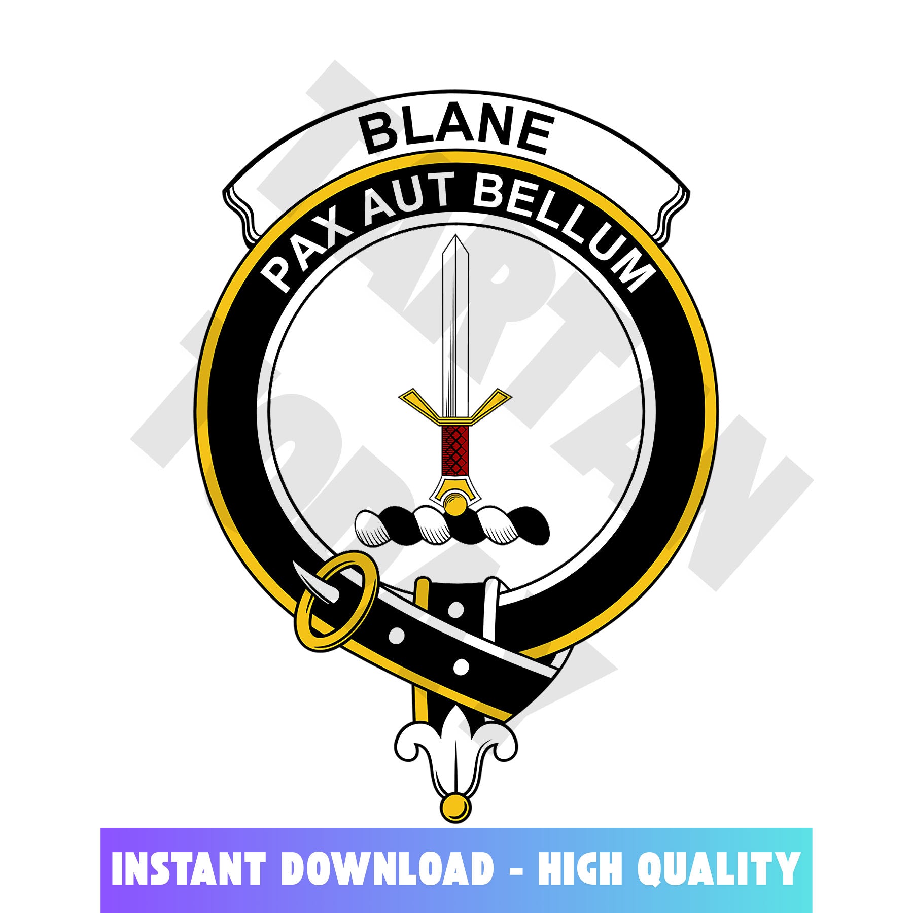 Clan Blane Tartan Crest, Badges, Heraldry, Clans, Family Scotland PNG, Digital ClipArt High Quality GA78 Blane Tartan Tartan Today