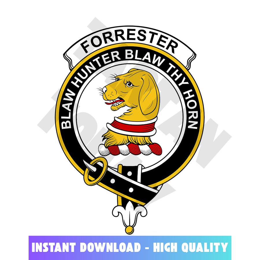 Clan Forrester Tartan Crest, Badges, Heraldry, Clans, Family Scotland PNG, Digital ClipArt High Quality