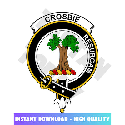 Clan Crosbie (or Crosby) Tartan Crest, Badges, Heraldry, Clans, Family Scotland PNG, Digital ClipArt High Quality YF14