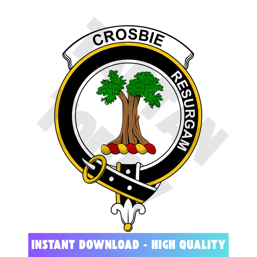 Clan Crosbie (or Crosby) Tartan Crest, Badges, Heraldry, Clans, Family Scotland PNG, Digital ClipArt High Quality