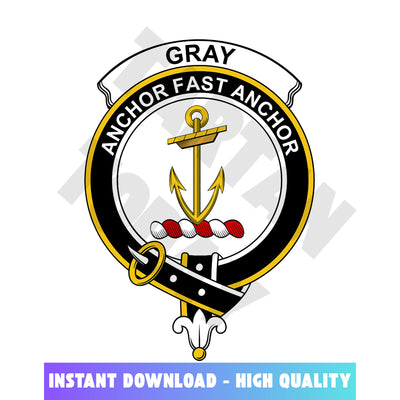 Clan Gray Tartan Crest, Badges, Heraldry, Clans, Family Scotland PNG, Digital ClipArt High Quality WG94