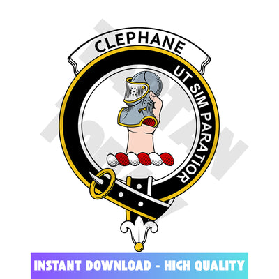 Clan Clephane (or Clephan) Tartan Crest, Badges, Heraldry, Clans, Family Scotland PNG, Digital ClipArt High Quality