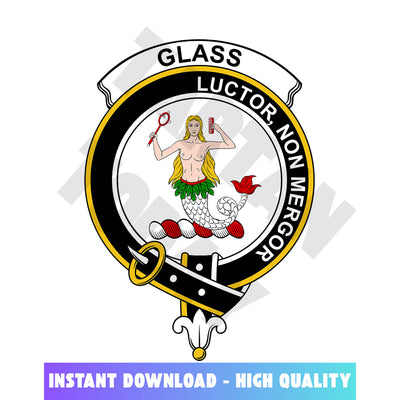 Clan Glass Tartan Crest, Badges, Heraldry, Clans, Family Scotland PNG, Digital ClipArt High Quality