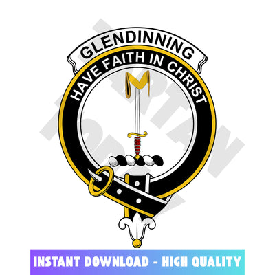 Clan Glendinning Tartan Crest, Badges, Heraldry, Clans, Family Scotland PNG, Digital ClipArt High Quality