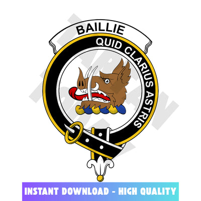 Clan Baillie Tartan Crest, Badges, Heraldry, Clans, Family Scotland PNG, Digital ClipArt High Quality