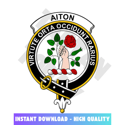 Clan Aiton Tartan Crest, Badges, Heraldry, Clans, Family Scotland PNG, Digital ClipArt High Quality