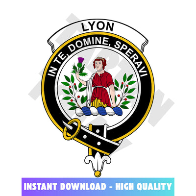 Clan Lyon Tartan Crest, Badges, Heraldry, Clans, Family Scotland PNG, Digital ClipArt High Quality