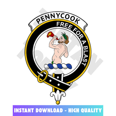 Clan Pennycook Tartan Crest, Badges, Heraldry, Clans, Family Scotland PNG, Digital ClipArt High Quality
