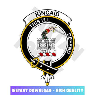 Clan Kincaid Tartan Crest, Badges, Heraldry, Clans, Family Scotland PNG, Digital ClipArt High Quality LZ24