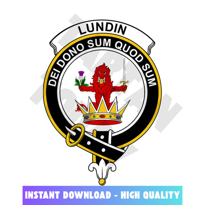 Clan Lundin Tartan Crest, Badges, Heraldry, Clans, Family Scotland PNG, Digital ClipArt High Quality