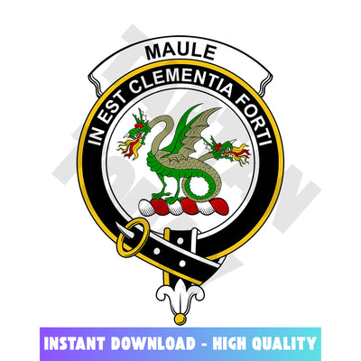 Clan Maule Tartan Crest, Badges, Heraldry, Clans, Family Scotland PNG, Digital ClipArt High Quality