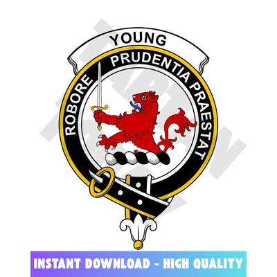 Clan Young Tartan Crest, Badges, Heraldry, Clans, Family Scotland PNG, Digital ClipArt High Quality