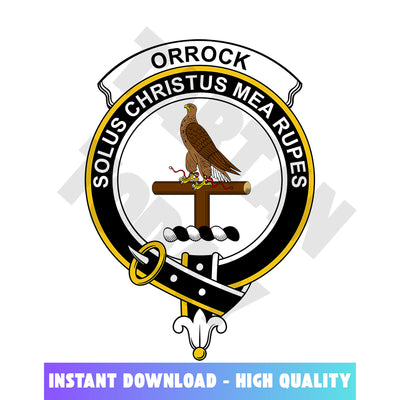 Clan Orrock Tartan Crest, Badges, Heraldry, Clans, Family Scotland PNG, Digital ClipArt High Quality TZ90