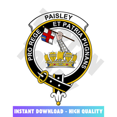Clan Paisley (or Pasley) Tartan Crest, Badges, Heraldry, Clans, Family Scotland PNG, Digital ClipArt High Quality HW29
