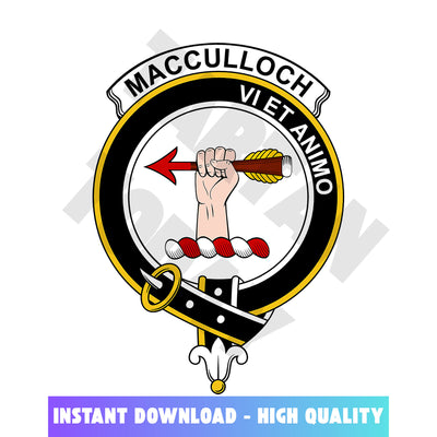 Clan MacCulloch (McCulloch) Tartan Crest, Badges, Heraldry, Clans, Family Scotland PNG, Digital ClipArt High Quality