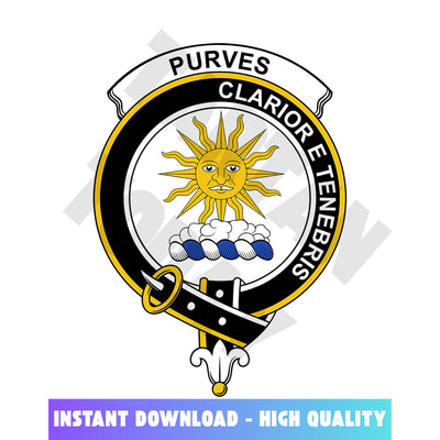 Clan Purves Tartan Crest, Badges, Heraldry, Clans, Family Scotland PNG, Digital ClipArt High Quality AN85