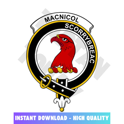 Clan MacNicol (of Scorrybreac) Tartan Crest, Badges, Heraldry, Clans, Family Scotland PNG, Digital ClipArt High Quality KV25