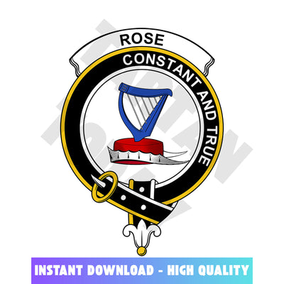 Clan Rose Tartan Crest, Badges, Heraldry, Clans, Family Scotland PNG, Digital ClipArt High Quality
