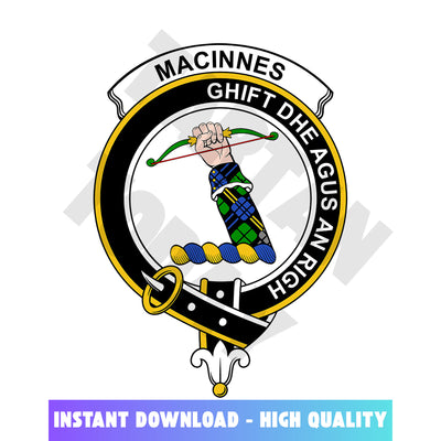 Clan MacInnes Tartan Crest, Badges, Heraldry, Clans, Family Scotland PNG, Digital ClipArt High Quality ED97