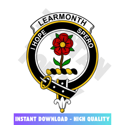Clan Learmonth Tartan Crest, Badges, Heraldry, Clans, Family Scotland PNG, Digital ClipArt High Quality