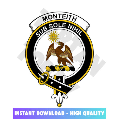 Clan Monteith Tartan Crest, Badges, Heraldry, Clans, Family Scotland PNG, Digital ClipArt High Quality