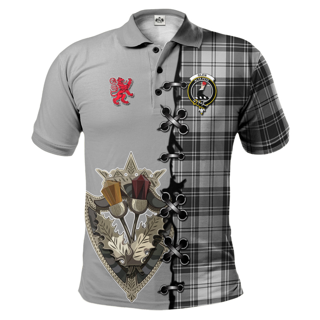 Clan Glen Tartan Polo Shirt - Lion Rampant And Celtic Thistle Style LF82 Glen Tartan Tartan Polo   
