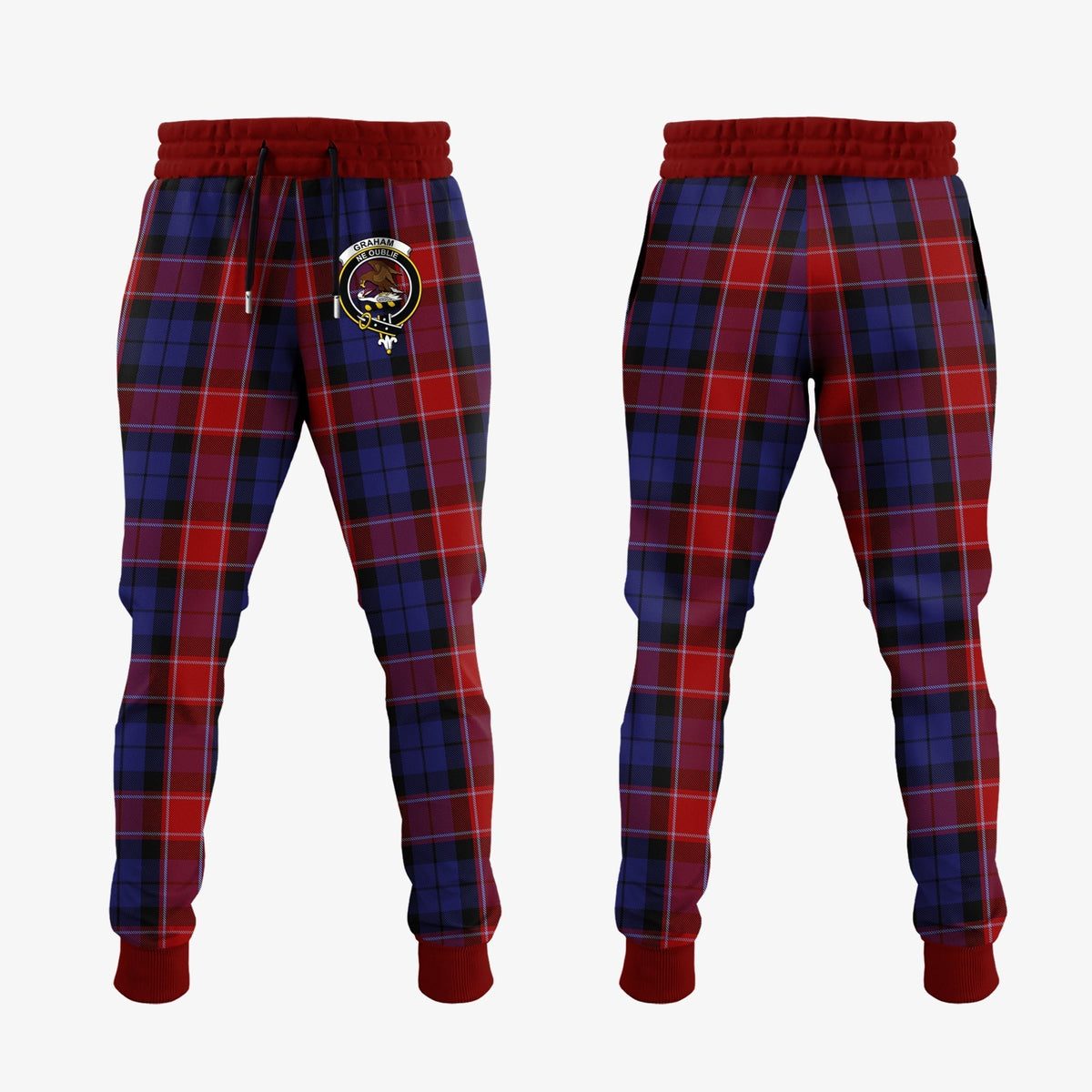 Clan Graham Of Menteith Red Tartan Crest Jogger Sweatpants ZP48 Clan Graham Tartan Today   