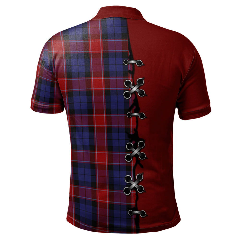 Clan Graham of Menteith Red Tartan Polo Shirt - Lion Rampant And Celtic Thistle Style DG70 Graham of Menteith Red Tartan Tartan Polo   