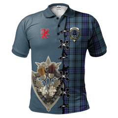 Clan Hannay Blue Tartan Polo Shirt - Lion Rampant And Celtic Thistle Style NL58 Hannay Blue Tartan Tartan Polo   