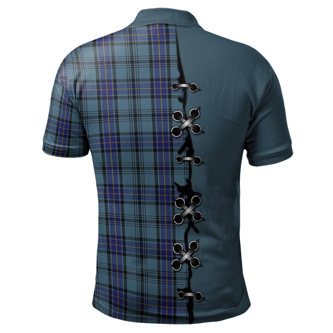 Clan Hannay Blue Tartan Polo Shirt - Lion Rampant And Celtic Thistle Style NL58 Hannay Blue Tartan Tartan Polo   