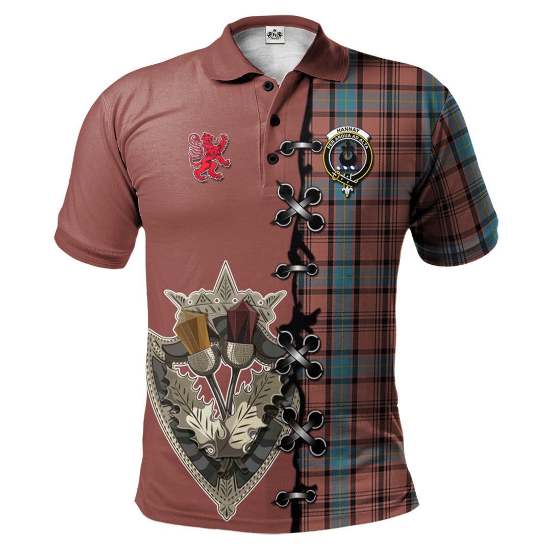 Clan Hannay Dress Tartan Polo Shirt - Lion Rampant And Celtic Thistle Style NR33 Hannay Dress Tartan Tartan Polo   
