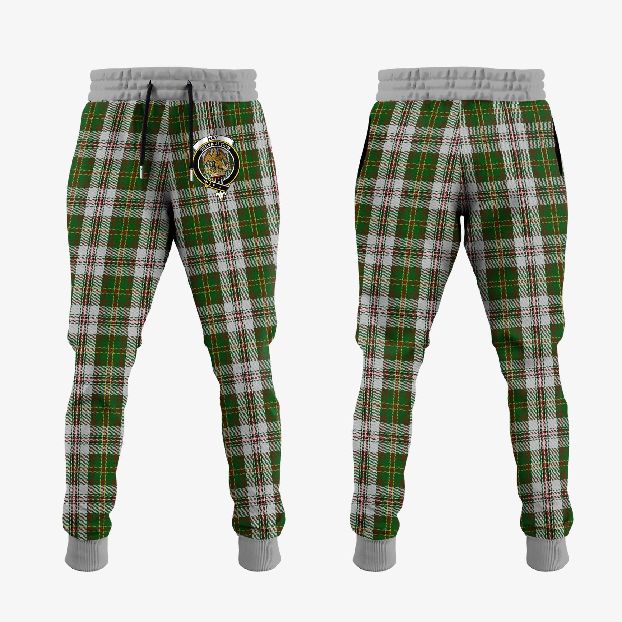 Clan Hay White Dress Tartan Crest Jogger Sweatpants XC41 Clan Hay Tartan Today   