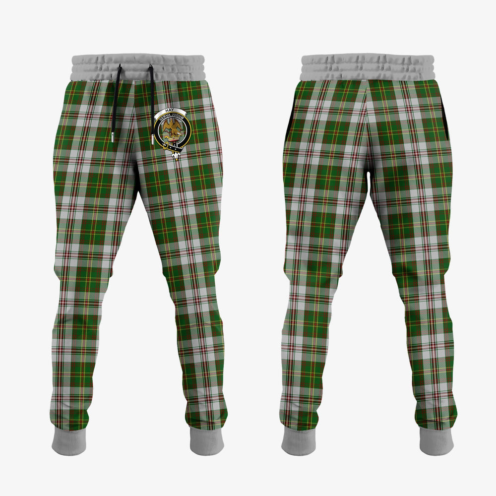 Clan Hay White Dress Tartan Crest Jogger Sweatpants XC41 Clan Hay Tartan Today   