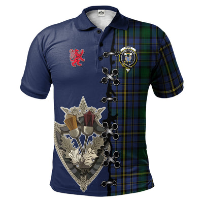 Clan Hope Tartan Polo Shirt - Lion Rampant And Celtic Thistle Style