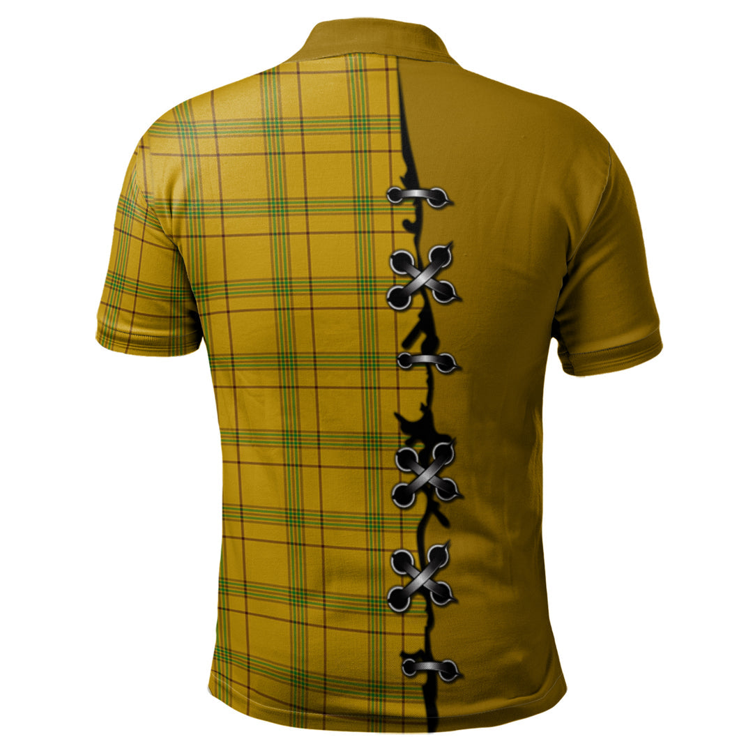Clan Houston Tartan Polo Shirt - Lion Rampant And Celtic Thistle Style XR91 Houston Tartan Tartan Polo   