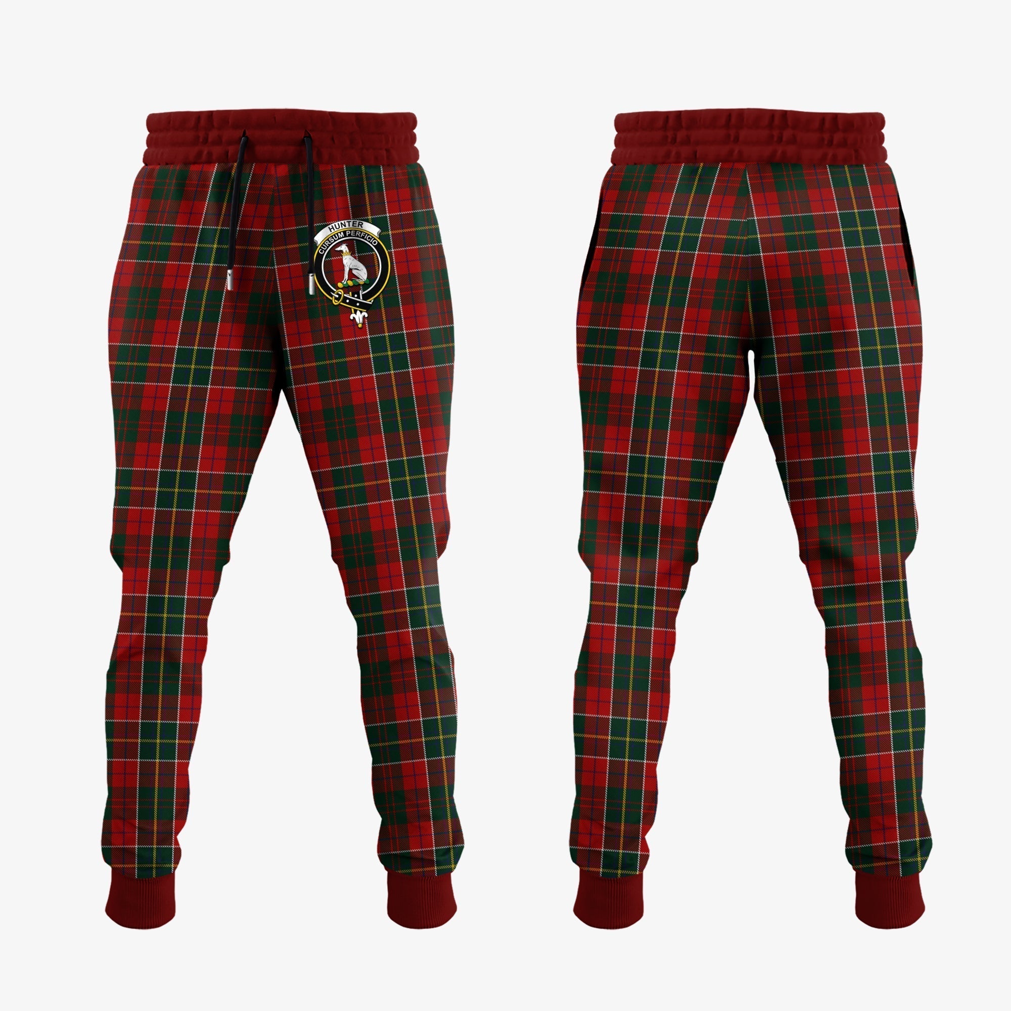 Clan Hunter USA Tartan Crest Jogger Sweatpants PM78 Clan Hunter Tartan Today   