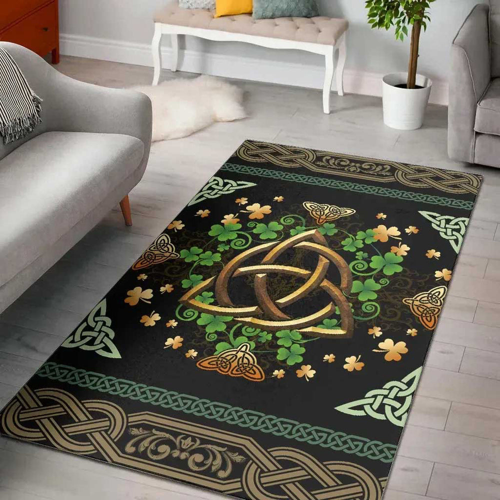 Ireland Celtic Area Rug Irish Shamrock With Celtic Triquetra