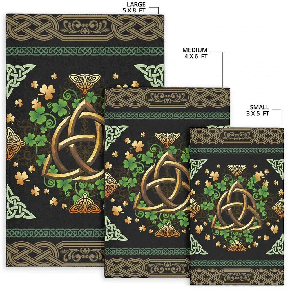 Ireland Celtic Area Rug Irish Shamrock With Celtic Triquetra