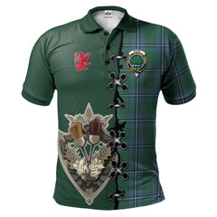 Clan Irvine of Drum Tartan Polo Shirt - Lion Rampant And Celtic Thistle Style WW52 Irvine of Drum Tartan Tartan Polo   